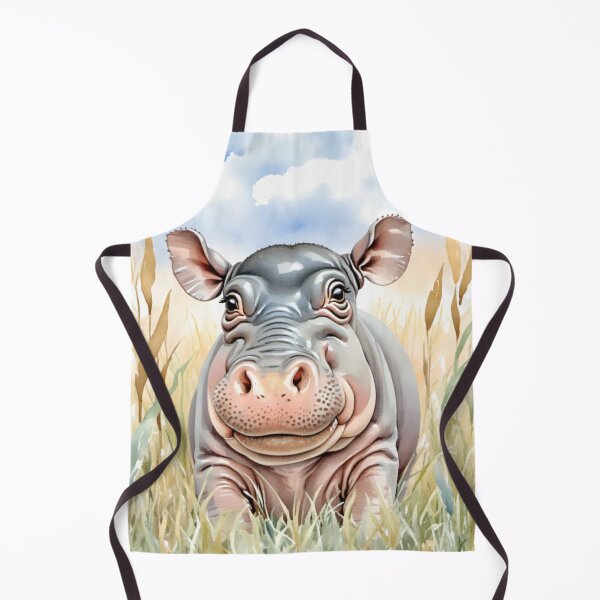 Item preview, Cute Watercolor Baby Hippo in Meadow Grass designed and sold by Hackl20.