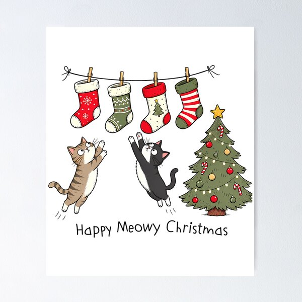 Item preview, Happy Meowy Christmas Pussy Cats designed and sold by StackItHighf.