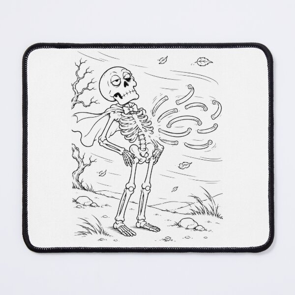 Item preview, Skeleton Losing His Ribs in the Wind Funny Bone Humor designed and sold by ComedyInkFactor.