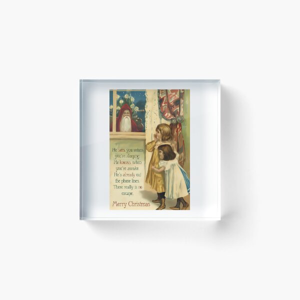 Item preview, He Sees You When You'Re Sleeping - Funny Mean Vintage Christmas Card designed and sold by StackItHighf.