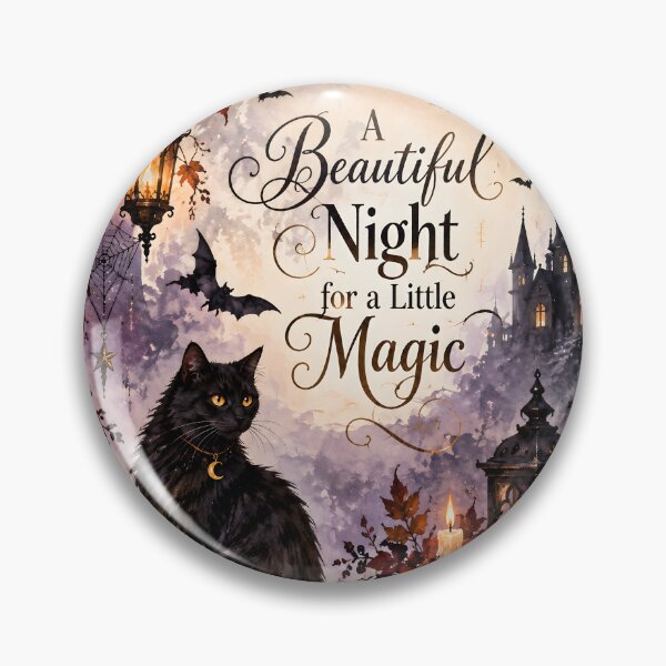 Item preview, A Beautiful Night for a Little Magic – Gothic Halloween Black Cat designed and sold by blankTeeShirt.