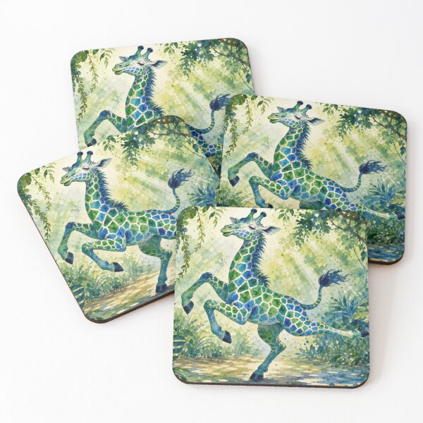 Item preview, Dancing Giraffe Watercolor – Joyful Giraffe Jungle Art, Colorful Tropical Animal Illustration designed and sold by Jandedan.