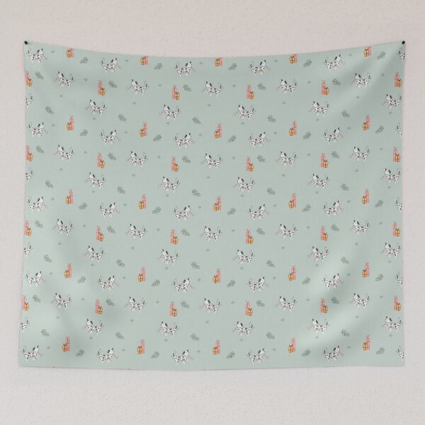 Item preview, Cute Watercolor Dalmatian Christmas Sage Green Pattern designed and sold by svitlaarty.