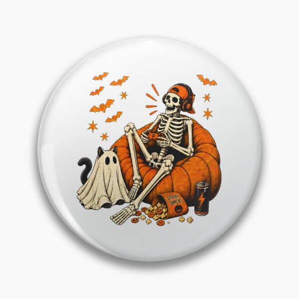 Item preview, Skeleton Gamer on Pumpkin Beanbag Halloween designed and sold by Dmo3HarkoArt.