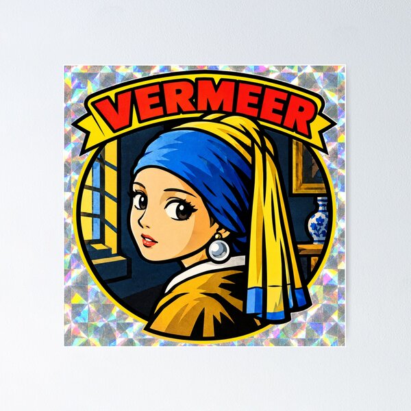 Item preview, Vermeer Girl with a Pearl Earring – Vintage Anime Art Sticker designed and sold by POP-BAY-JP.