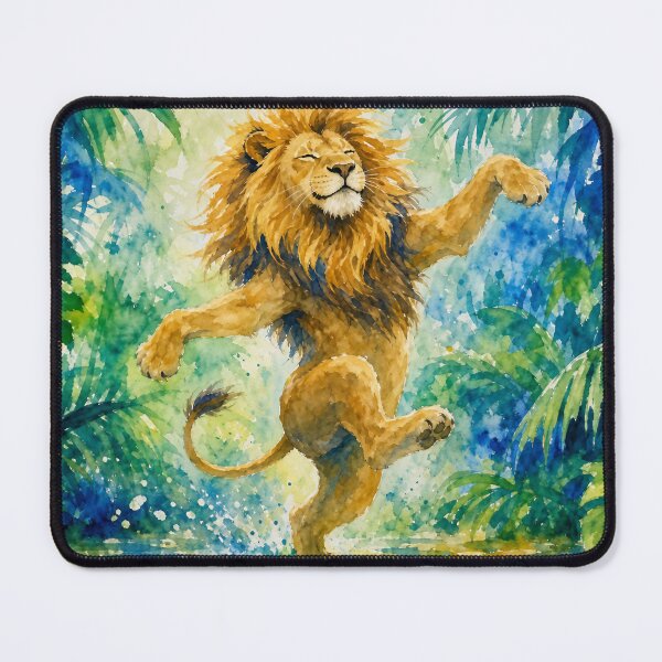 Item preview, Dancing Lion Watercolor – Joyful Lion Jungle Art, Colorful Tropical Wildlife Illustration designed and sold by Jandedan.