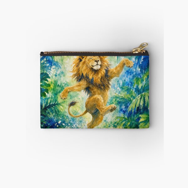 Item preview, Dancing Lion Watercolor – Joyful Lion Jungle Art, Colorful Tropical Wildlife Illustration designed and sold by Jandedan.