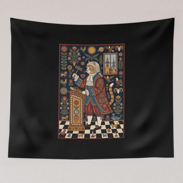Item preview, The Supreme Felons: Folk Art Cat Lawyer Art Print designed and sold by FreiherrPK.