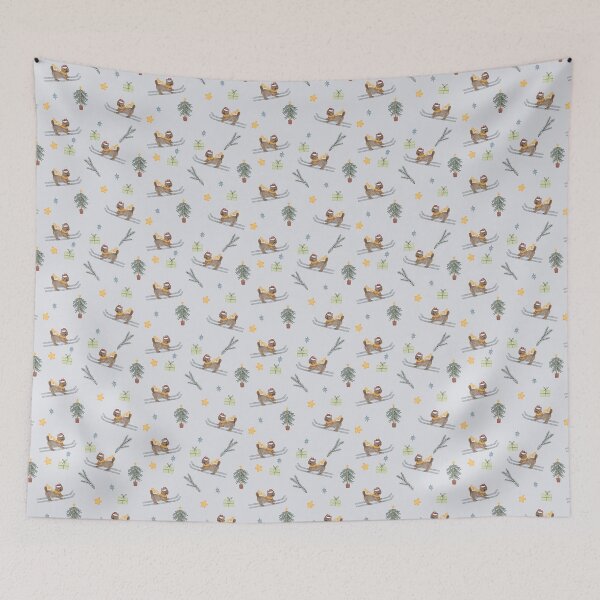 Item preview, Cute Watercolor Skiing Dog Winter Holiday Pattern designed and sold by svitlaarty.