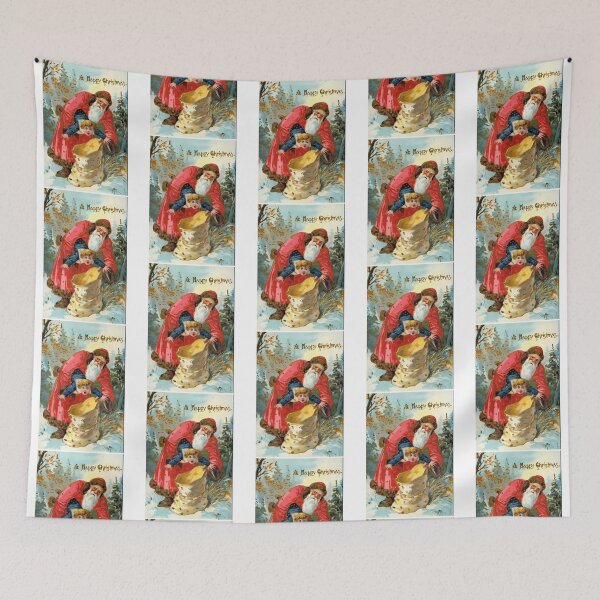 Item preview, Victorian Santa Stuffing Child Into Sack Christmas Greeting designed and sold by StackItHighf.