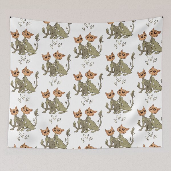 Item preview, Pumpkin Cats Chasing Skullflies designed and sold by LadyMoldavites.
