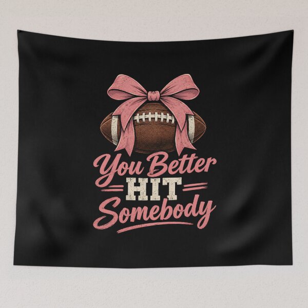 Item preview, You Better Hit Somebody Football Mom Bow Retro American Football Game Day designed and sold by ZyziowskyArt.