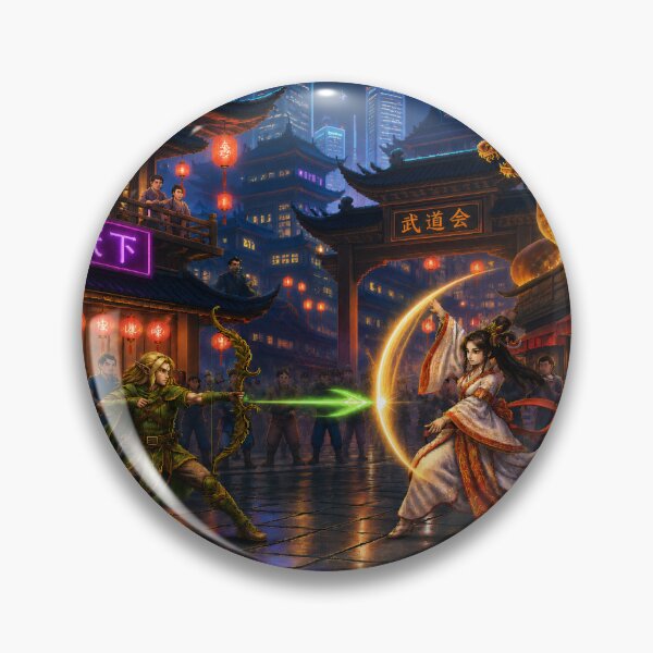 Item preview, Elven Archer vs Wuxia Priestess | Dragon Temple | Faux Retro Fighting Game Screenshot | Pixel Art designed and sold by GRAIL-PIXXAILL.