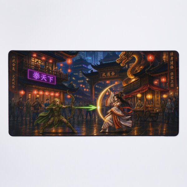 Item preview, Elven Archer vs Wuxia Priestess | Dragon Temple | Faux Retro Fighting Game Screenshot | Pixel Art designed and sold by GRAIL-PIXXAILL.