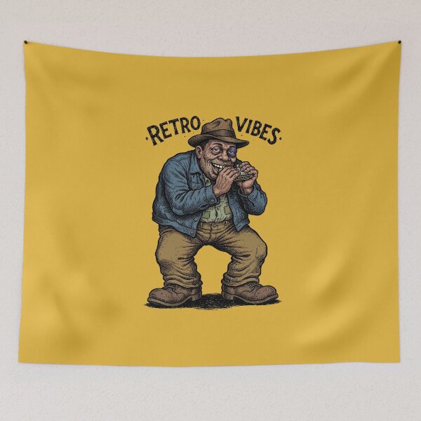Item preview, The Midnight Blow: Retro Delta Blues Harmonica Art Print designed and sold by FreiherrPK.