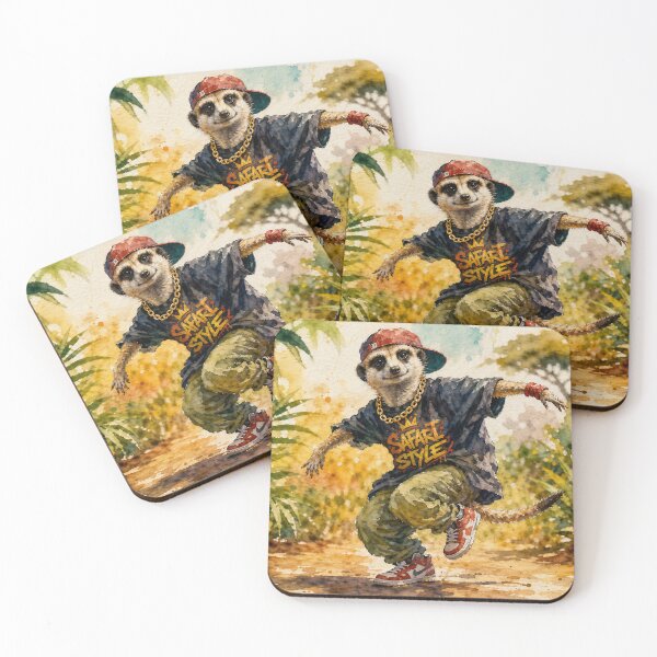 Item preview, Hip Hop Dancing Suricate Watercolor – Dynamic Meerkat Safari Art, Colorful Wildlife Illustration designed and sold by Jandedan.