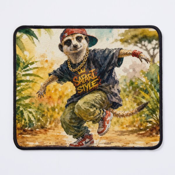 Item preview, Hip Hop Dancing Suricate Watercolor – Dynamic Meerkat Safari Art, Colorful Wildlife Illustration designed and sold by Jandedan.