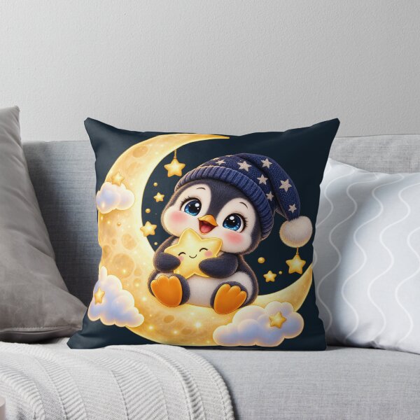 Item preview, Cute Baby Penguin on Crescent Moon | Kawaii Winter Penguin designed and sold by Gold&pixels.