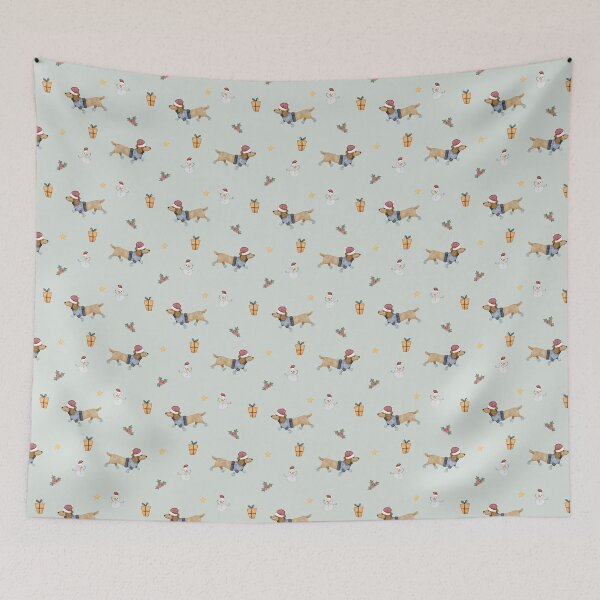 Item preview, Cute Watercolor Dachshund Winter Sweater Cream Pattern designed and sold by svitlaarty.