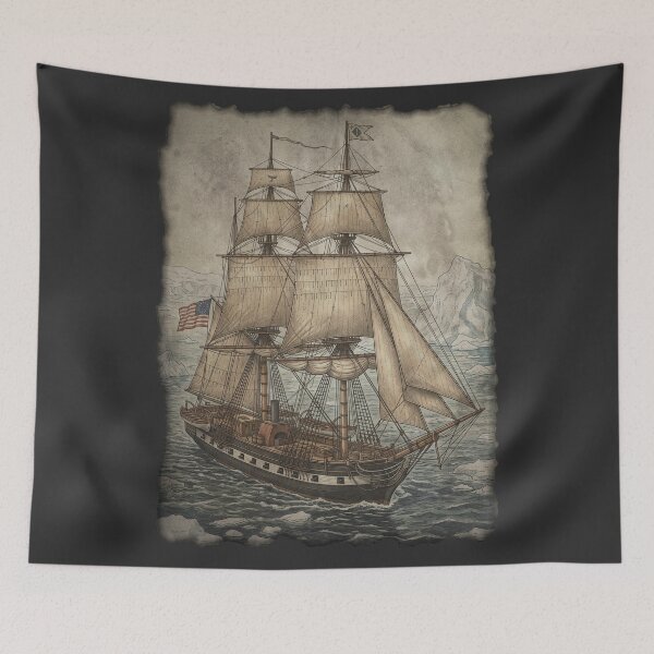 Item preview, The Blubber-Boiler’s Horizon: 19th-Century American Whaler Art Print designed and sold by FreiherrPK.