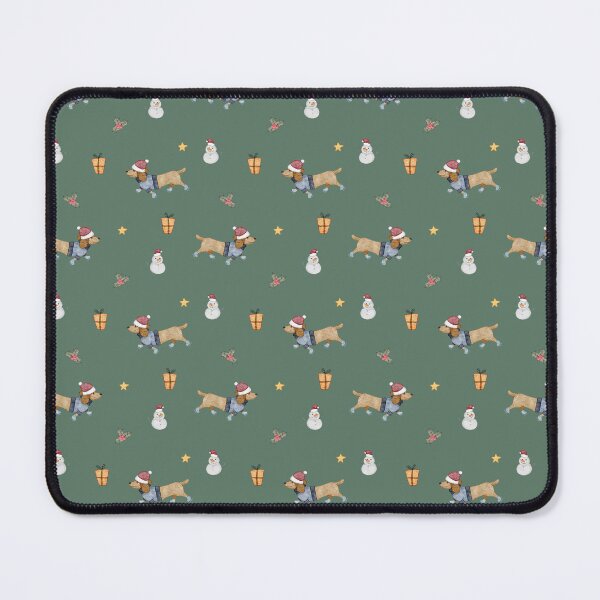Item preview, Cute Watercolor Dachshund Winter Dark Sage Green Pattern designed and sold by svitlaarty.