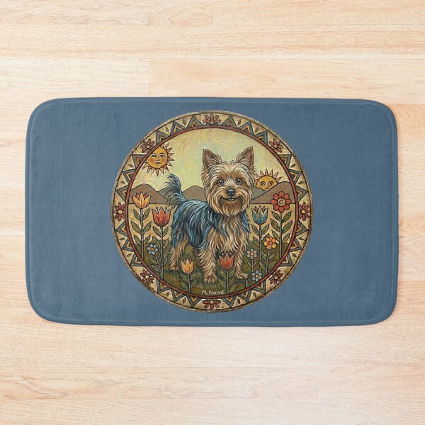 Item preview, The Mill-Town Ratter: Naive Folk Art Yorkie Print designed and sold by FreiherrPK.