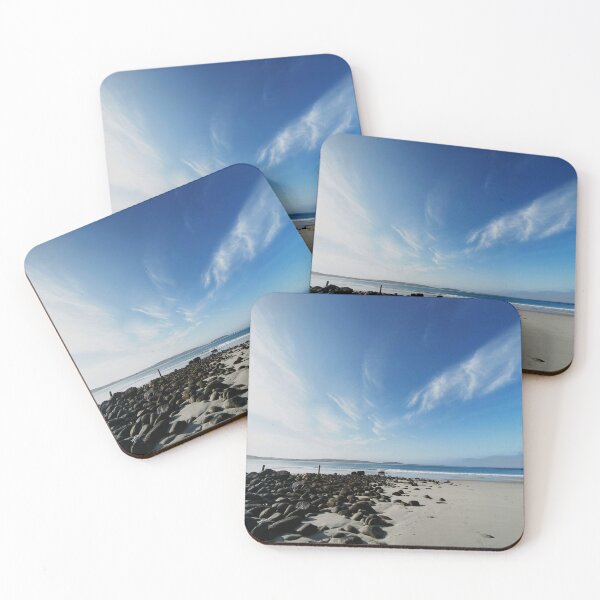 Item preview, Wide Sandy Beach with Footprints and Old Wooden Posts designed and sold by hanlahav.