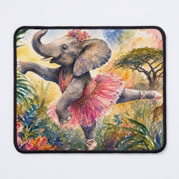 Item preview, Ballet Dancing Elephant Watercolor – Graceful Elephant Safari Art, Colorful Wildlife Illustration designed and sold by Jandedan.