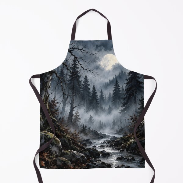Item preview, Moonlit Misty Forest River – Dark Watercolor Landscape designed and sold by blankTeeShirt.