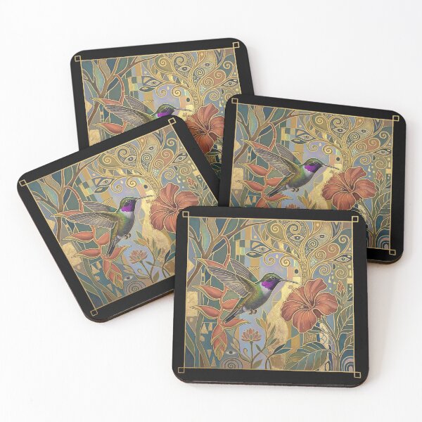 Item preview, Gilded Emerald Fury: Antillean Mango Art Nouveau Print designed and sold by FreiherrPK.