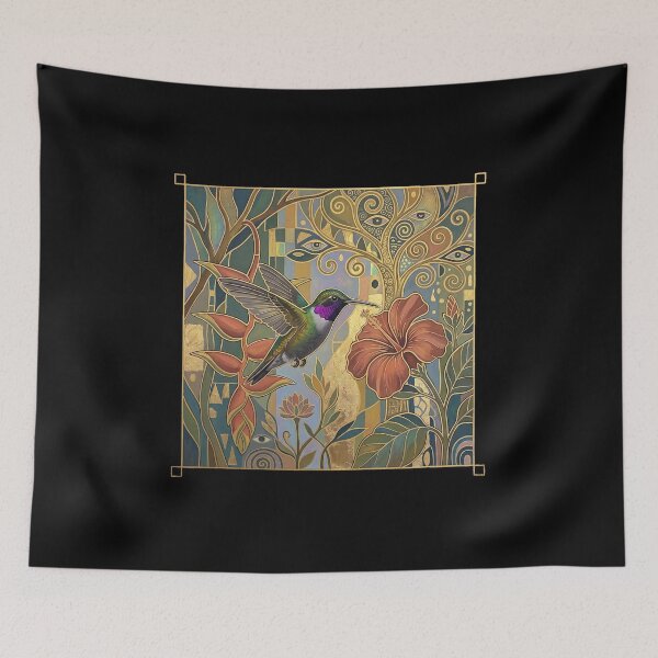 Item preview, Gilded Emerald Fury: Antillean Mango Art Nouveau Print designed and sold by FreiherrPK.
