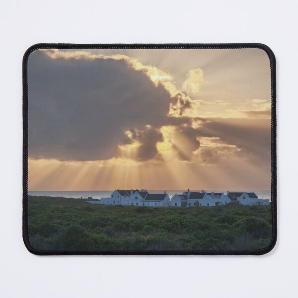 Item preview, Dramatic Sunset Rays Over Coastal Cottages designed and sold by hanlahav.