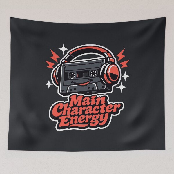 Item preview, Main Character Energy Retro Cassette Tape Headphones designed and sold by KungPowUnicorn.