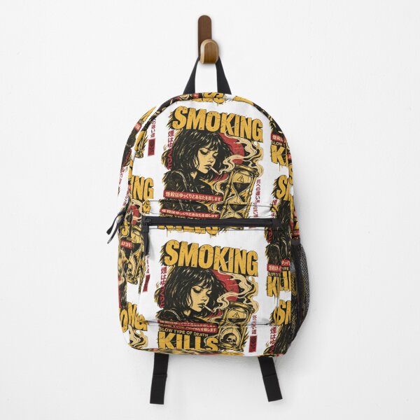 Item preview, Retro Anime Girl Smoking Kills Hourglass Skull Japanese Poster Design designed and sold by Machomanshop.