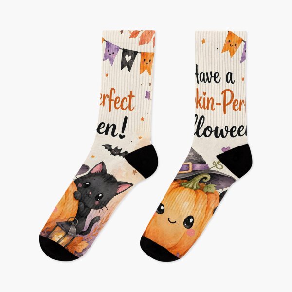 Item preview, Have a Pumpkin-Perfect Halloween – Cute Watercolor Pumpkin, Ghost & Black Cat designed and sold by blankTeeShirt.