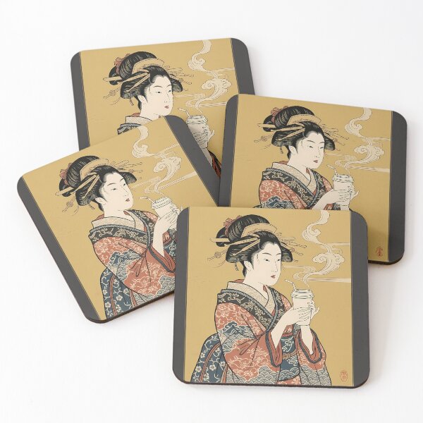 Item preview, Edo Beauty with Coffee Cup - Modern Ukiyo-e Bijin-ga Art designed and sold by カイトラボ.