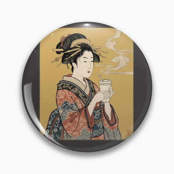 Item preview, Edo Beauty with Coffee Cup - Modern Ukiyo-e Bijin-ga Art designed and sold by カイトラボ.