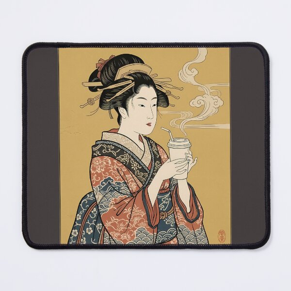 Item preview, Edo Beauty with Coffee Cup - Modern Ukiyo-e Bijin-ga Art designed and sold by カイトラボ.