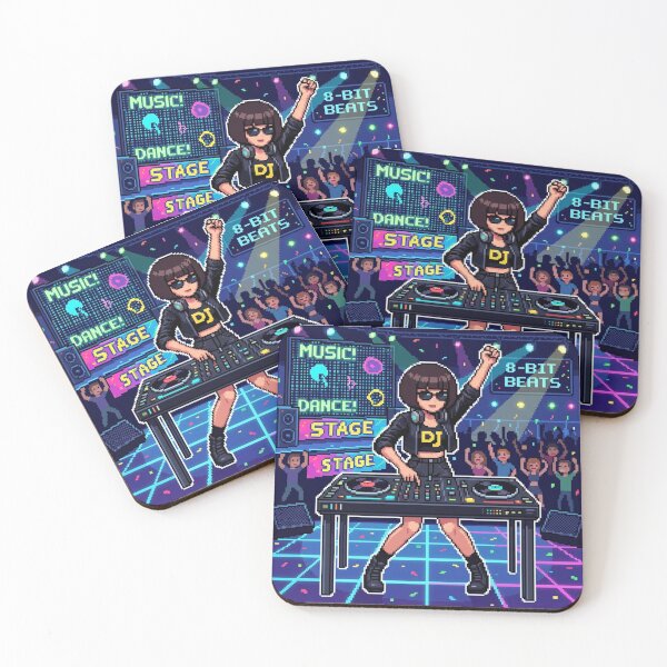 Item preview, Neon DJ Dance Party Retro Gaming Art designed and sold by EchoWave11.