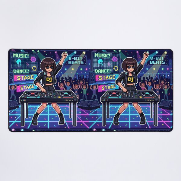 Item preview, Neon DJ Dance Party Retro Gaming Art designed and sold by EchoWave11.