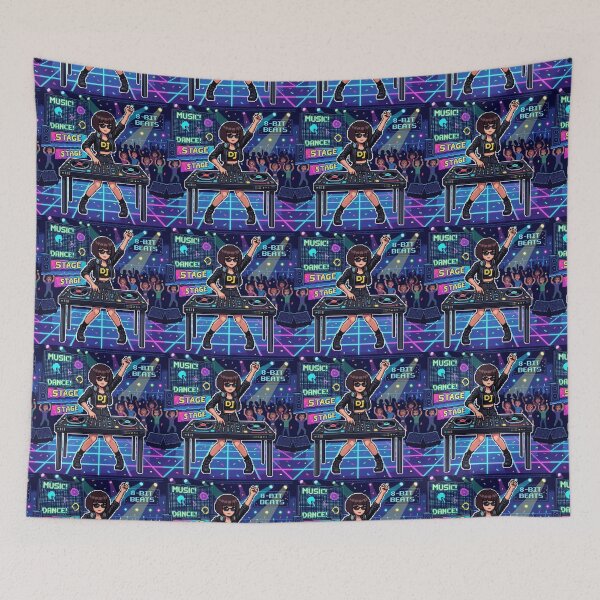 Item preview, Neon DJ Dance Party Retro Gaming Art designed and sold by EchoWave11.