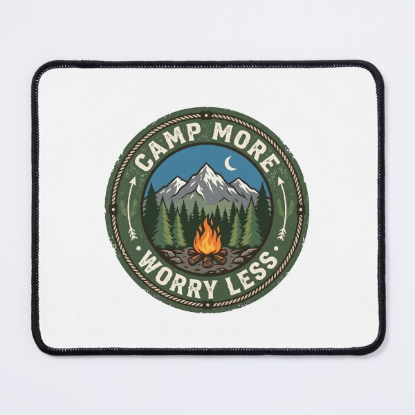 Item preview, Camp More Worry Less Badge designed and sold by Flamocha.