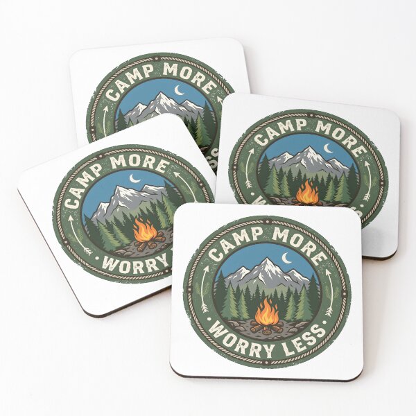 Item preview, Camp More Worry Less Badge designed and sold by Flamocha.