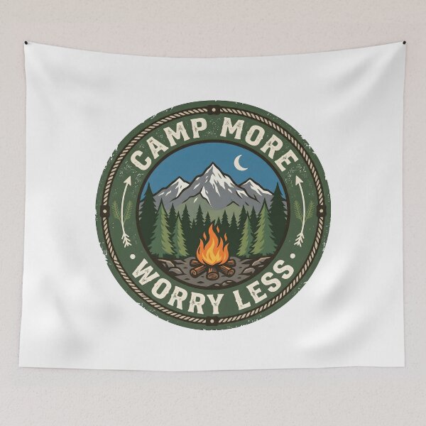Item preview, Camp More Worry Less Badge designed and sold by Flamocha.