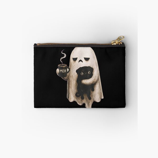 Item preview, Grumpy Ghost Holding Black Pug Dog Meh Coffee Cup Halloween designed and sold by Juansustait.