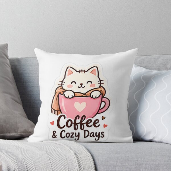 Item preview, Coffee & Cozy Days Cute Cat Coffee Lover Sticker – Cozy Aesthetic Design designed and sold by LearnFunStore.