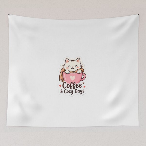Item preview, Coffee & Cozy Days Cute Cat Coffee Lover Sticker – Cozy Aesthetic Design designed and sold by LearnFunStore.