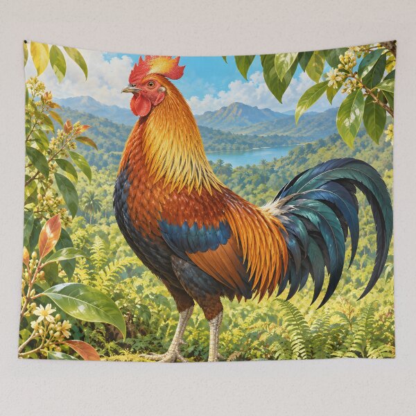Item preview, Sri Lanka Junglefowl in a Bright Cinnamon Garden designed and sold by Jaani-T.