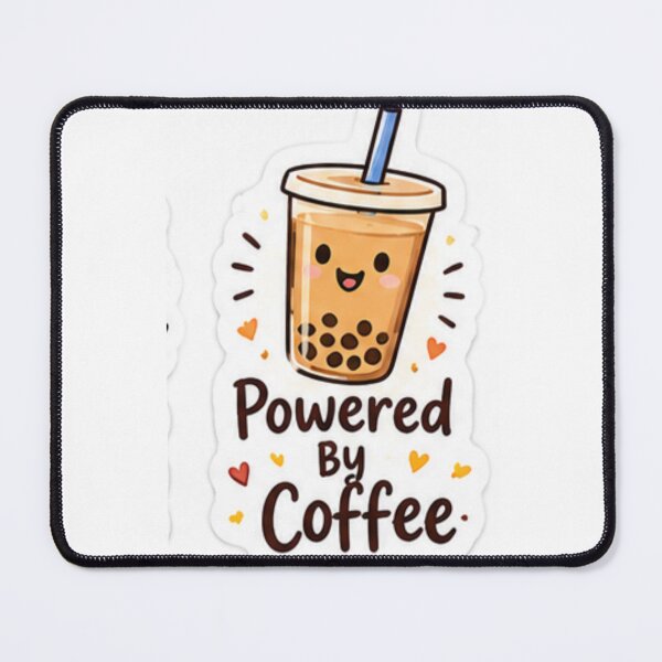 Item preview, Powered by Coffee Cute Boba Coffee Sticker – Funny Coffee Lover Design designed and sold by LearnFunStore.