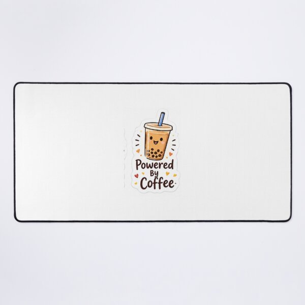 Item preview, Powered by Coffee Cute Boba Coffee Sticker – Funny Coffee Lover Design designed and sold by LearnFunStore.